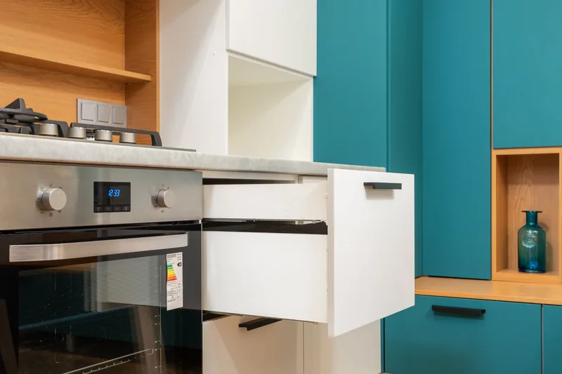 Flat-pack construction beside built joinery